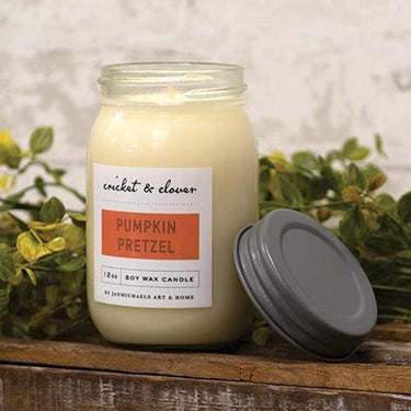 Pumpkin Pretzel Mason Jar Candle 12 oz - The Fox Decor